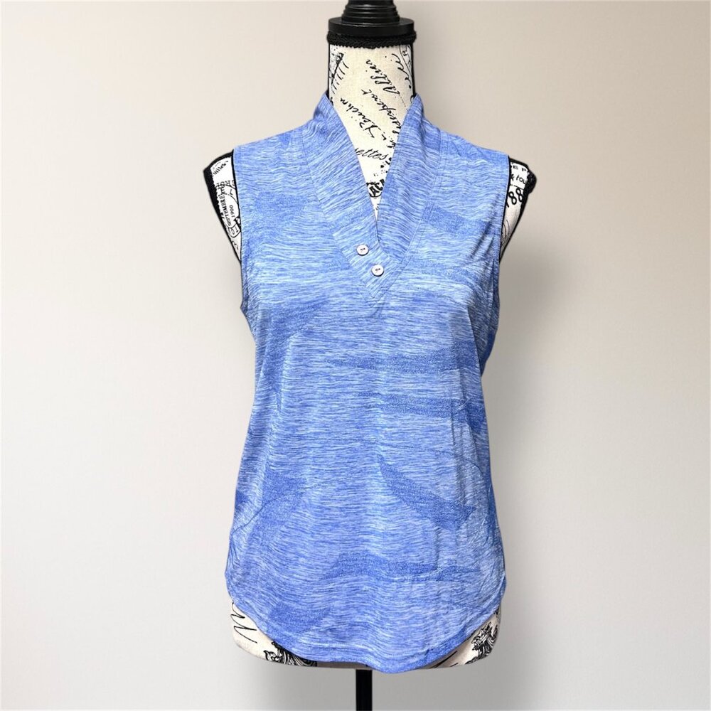 Jamie Sadock S Blue Sleeveless V Neck Performance Golf Tennis Active Preppy Top